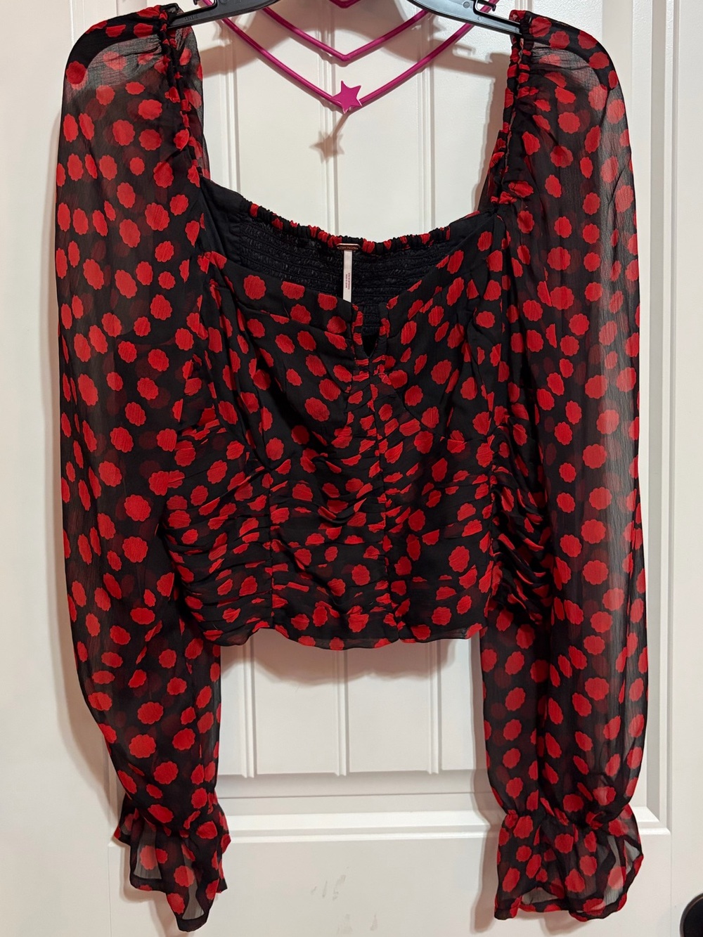 Free People Red Polka Dot blouse